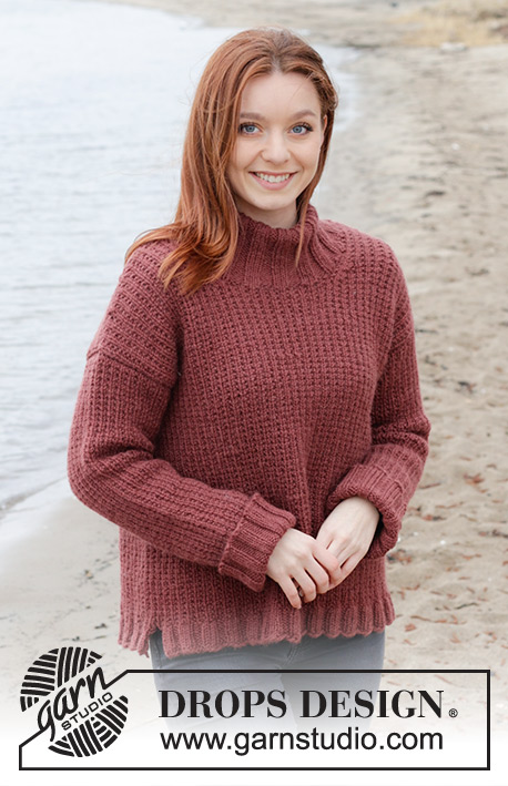 Rustic Berry Sweater by DROPS Design